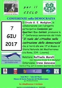 Il ruolo del cittadino nella costruzione della democrazia, relatore Raffaello Morelli @ Aula Blu Sala del Mare | Livorno | Toscana | Italia
